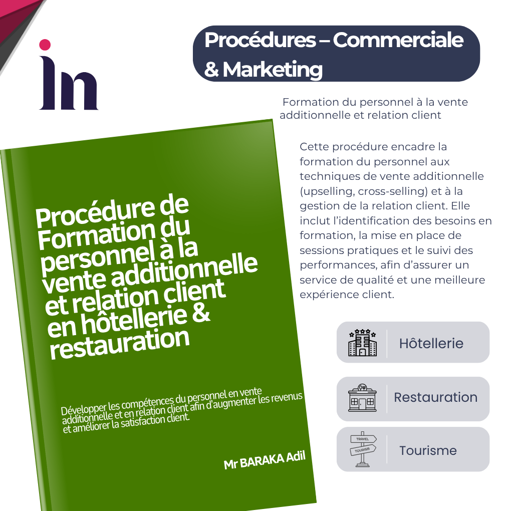 Procédure de Formation du personnel à la vente additionnelle et relation client en hôtellerie & restauration