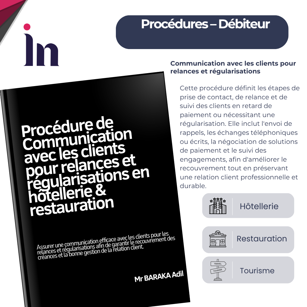 Procédure de communication avec les clients pour relances et régularisations en hôtellerie & restauration