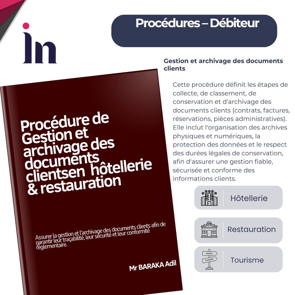 Procédure de gestion et archivage des documents clients en hôtellerie & restauration
