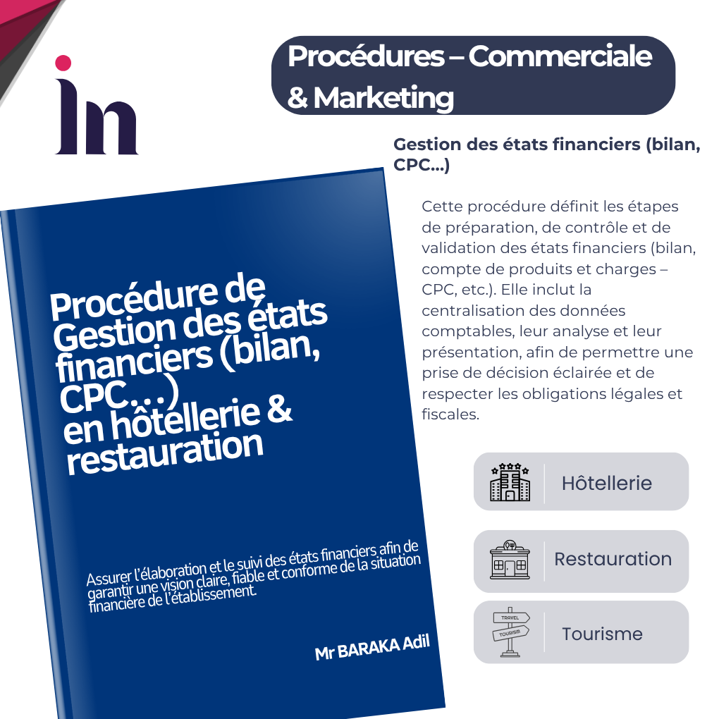 Procédure de Gestion des états financiers (bilan, CPC…) en hôtellerie & restauration