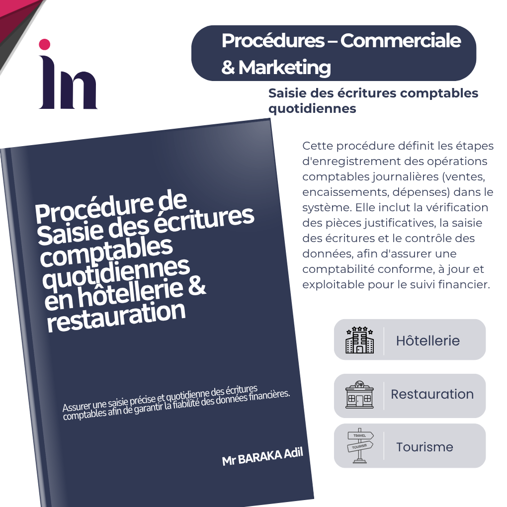 Procédure de Saisie des écritures comptables quotidiennes en hôtellerie & restauration