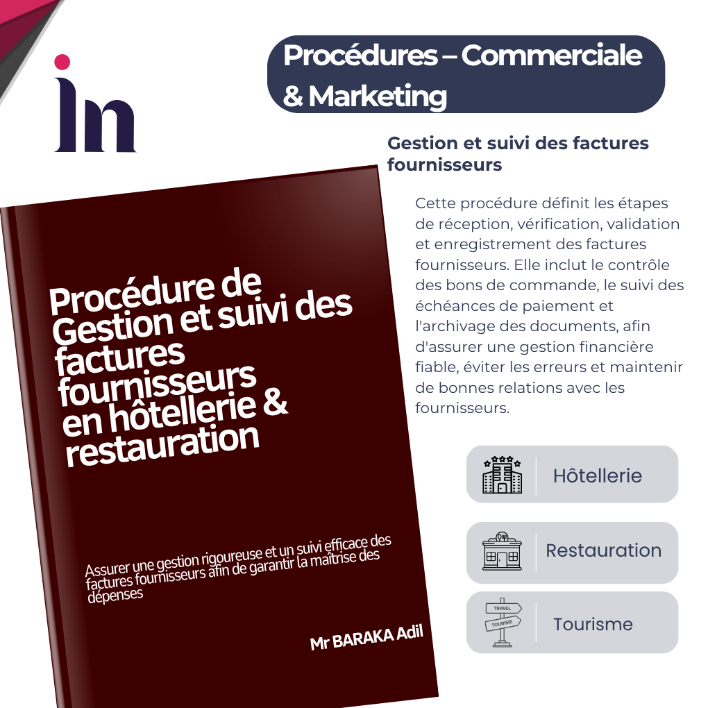 Procédure de Gestion et suivi des factures fournisseurs en hôtellerie & restauration