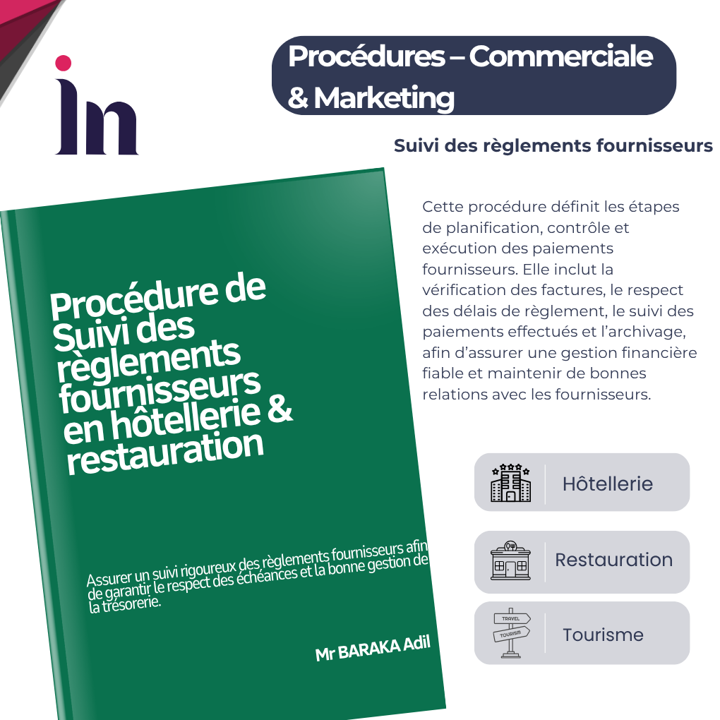 Procédure de Suivi des règlements fournisseurs en hôtellerie & restauration