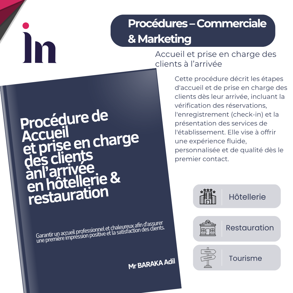 Procédure de Accueil et prise en charge des clients à l’arrivée en hôtellerie & restauration