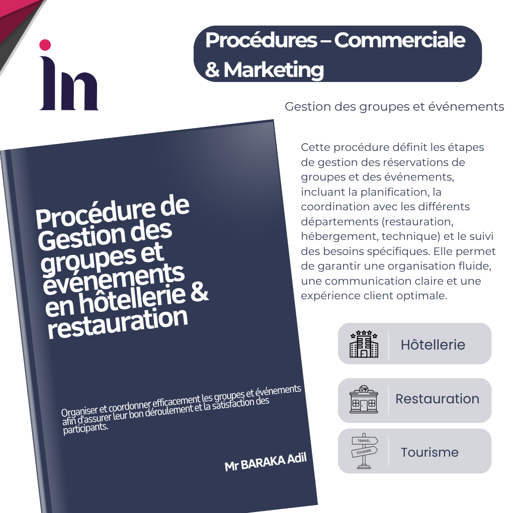 Procédure de gestion des groupes et événements en hôtellerie & restauration
