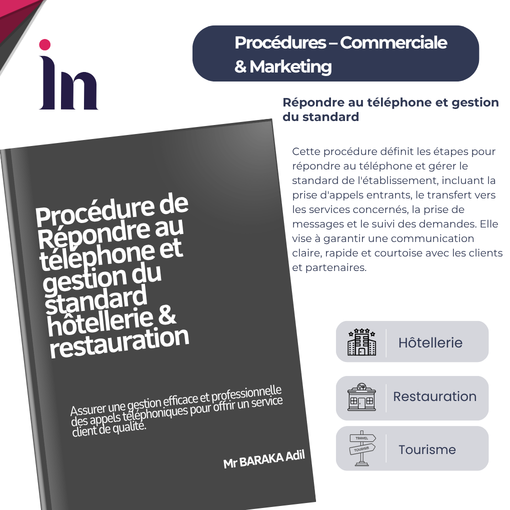 Procédure de Répondre au téléphone et gestion du standard hôtellerie & restauration