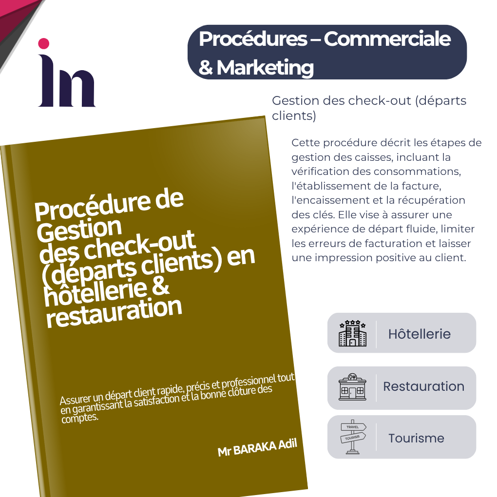 Procédure de Gestion des check-out (départs clients) en hôtellerie & restauration