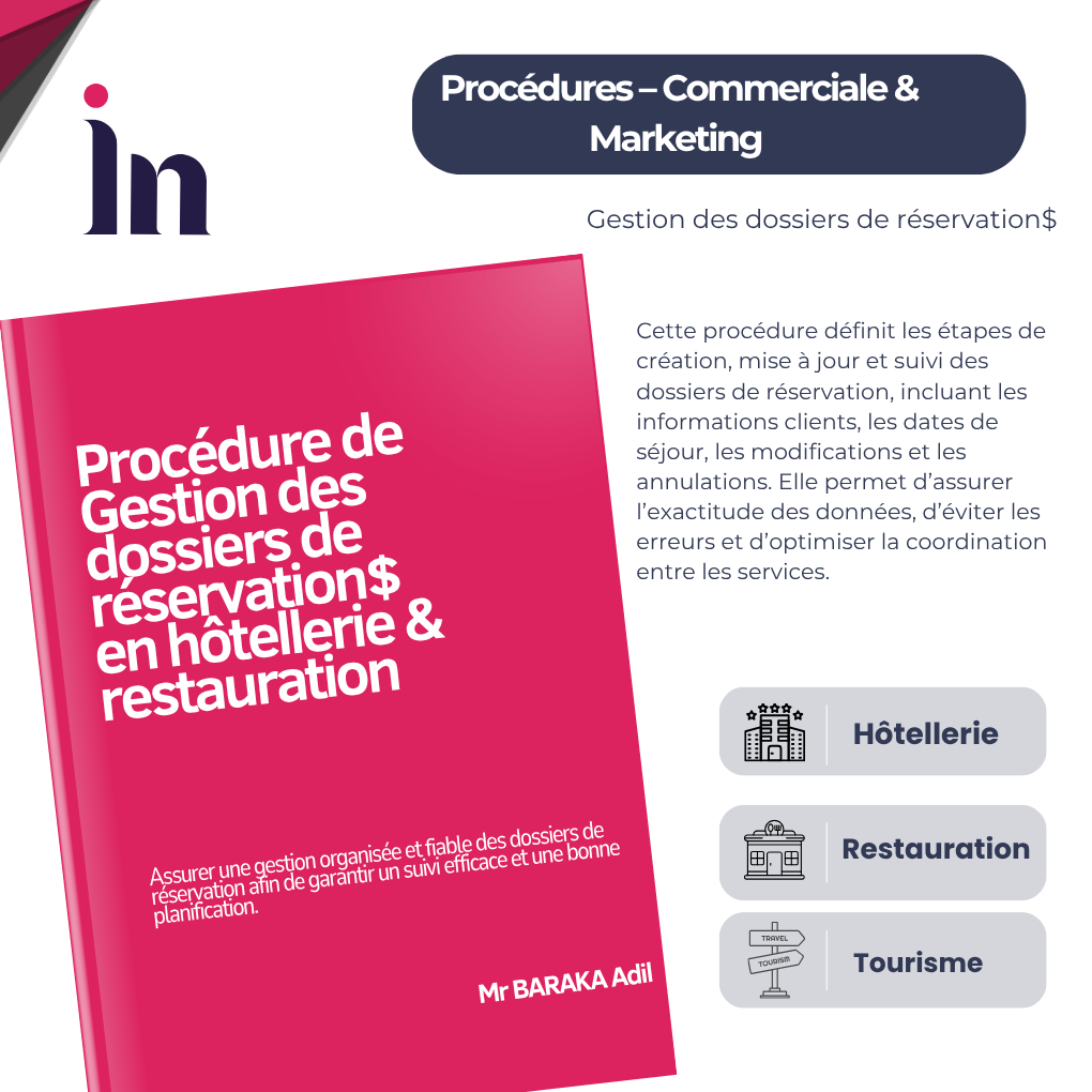 Procédure de Gestion des dossiers de réservation$ en hôtellerie & restauration