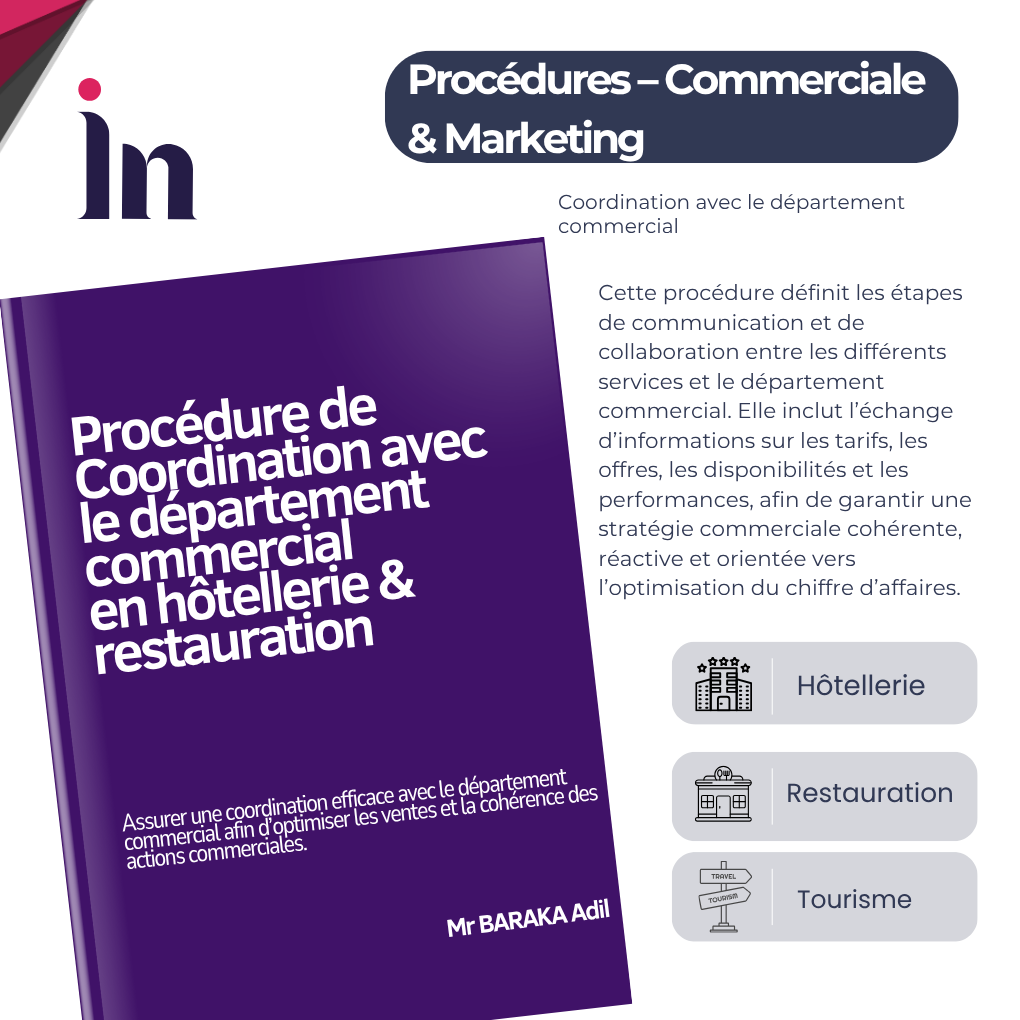 Procédure de Coordination avec le département commercial en hôtellerie & restauration