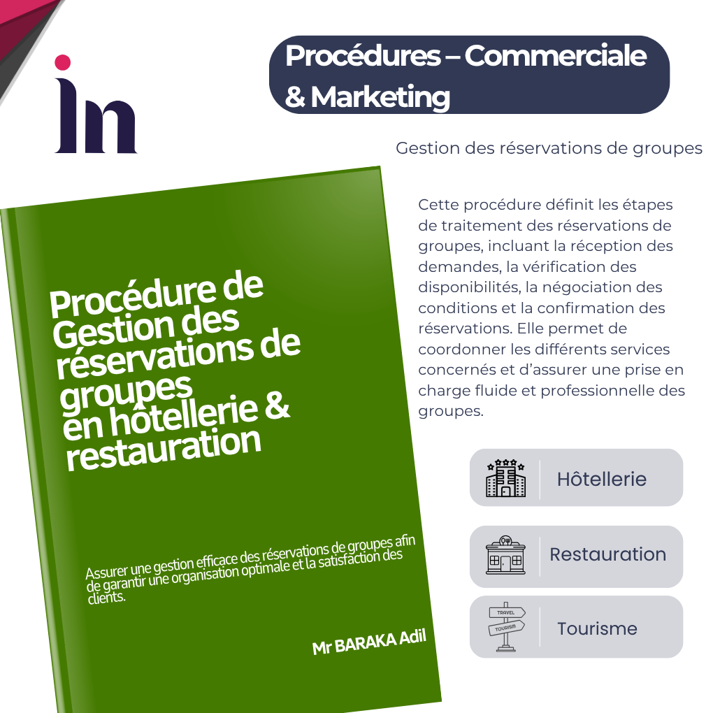 Procédure de Gestion des réservations de groupes en hôtellerie & restauration