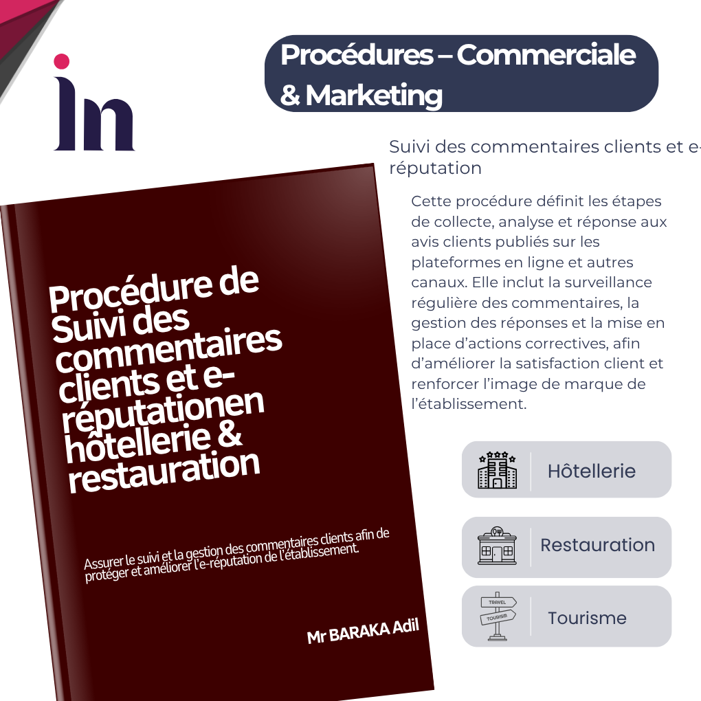 Procédure de Suivi des commentaires clients et e-réputationen hôtellerie & restauration