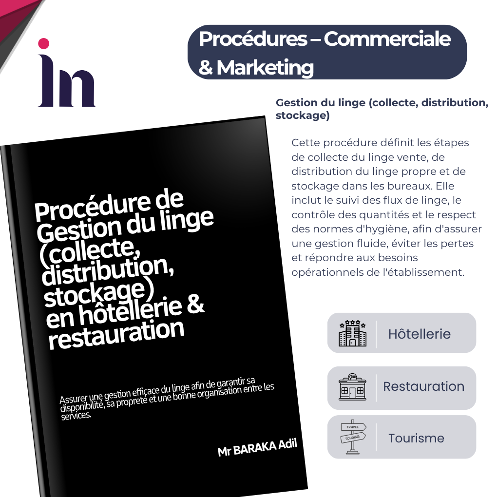 Procédure de Gestion du linge (collecte, distribution, stockage) en hôtellerie & restauration