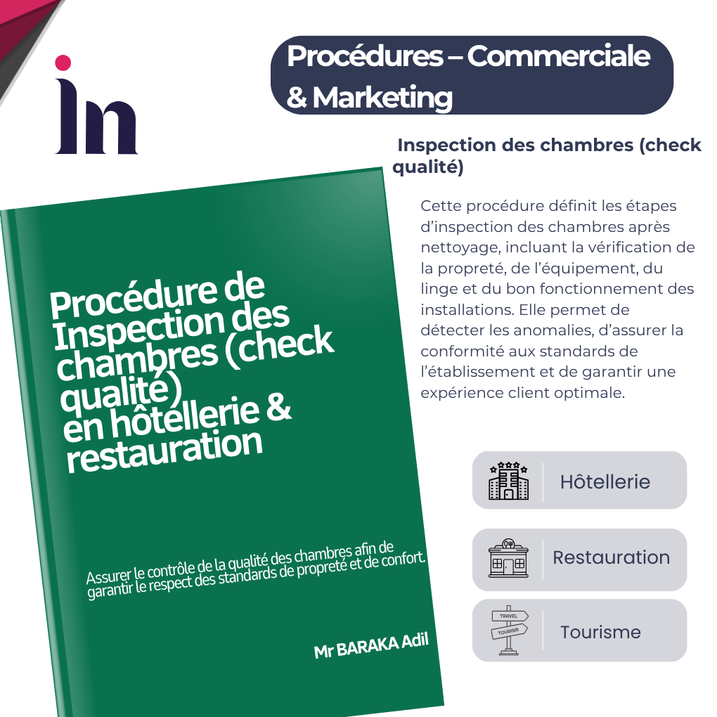 Procédure de Inspection des chambres (check qualité) en hôtellerie & restauration
