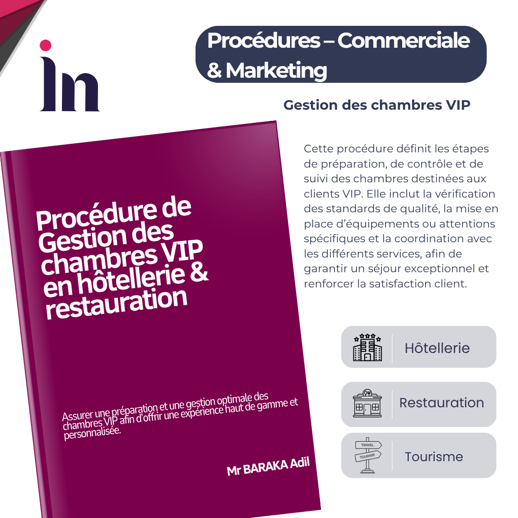 Procédure de Gestion des chambres VIP en hôtellerie & restauration