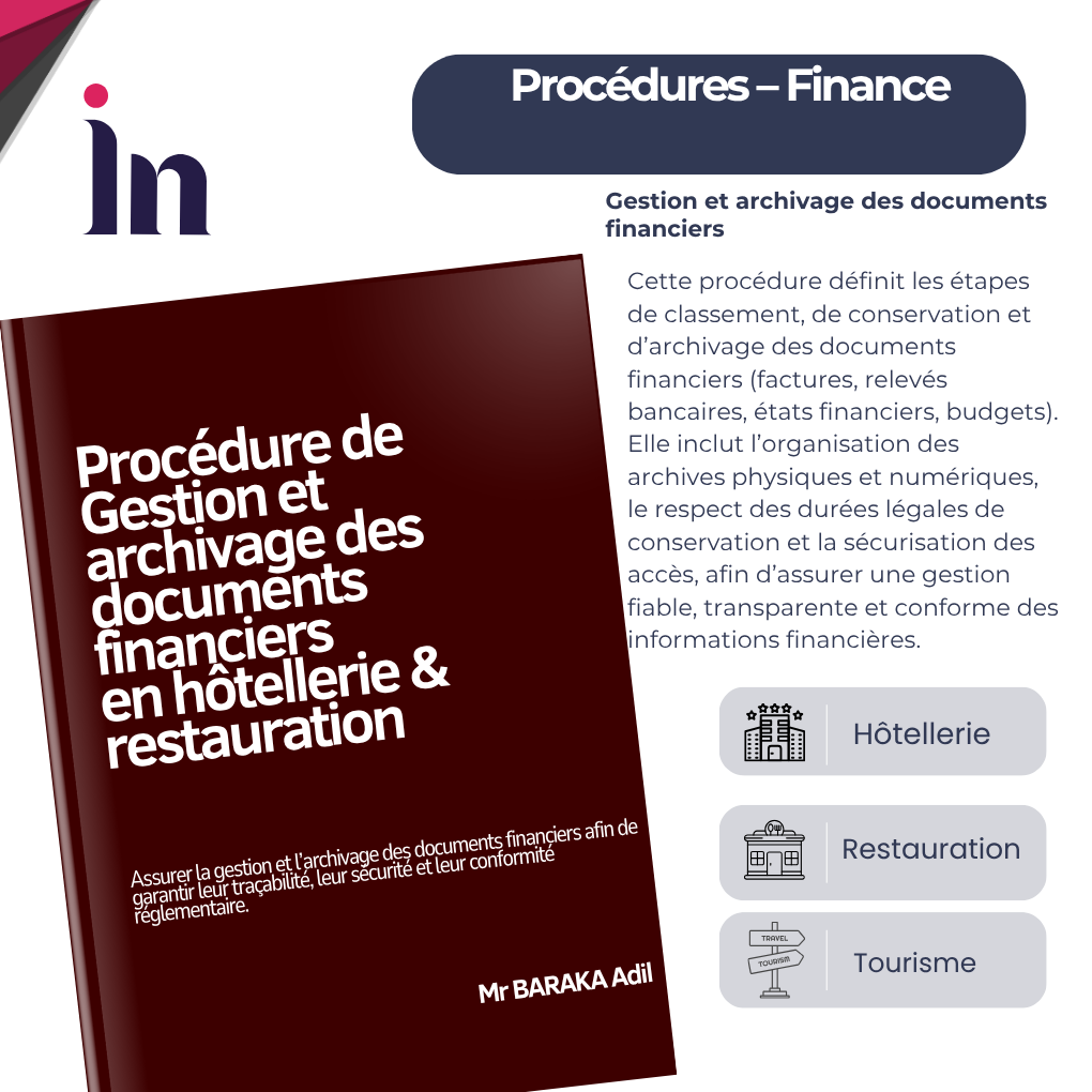 Procédure de gestion et archivage des documents financiers en hôtellerie & restauration