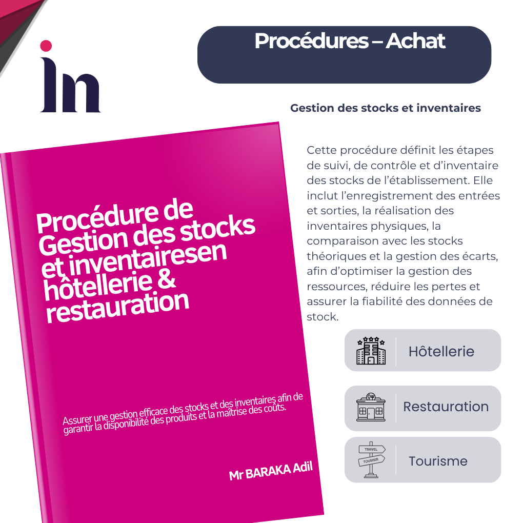 Procédure de gestion des stocks et inventaires en hôtellerie & restauration