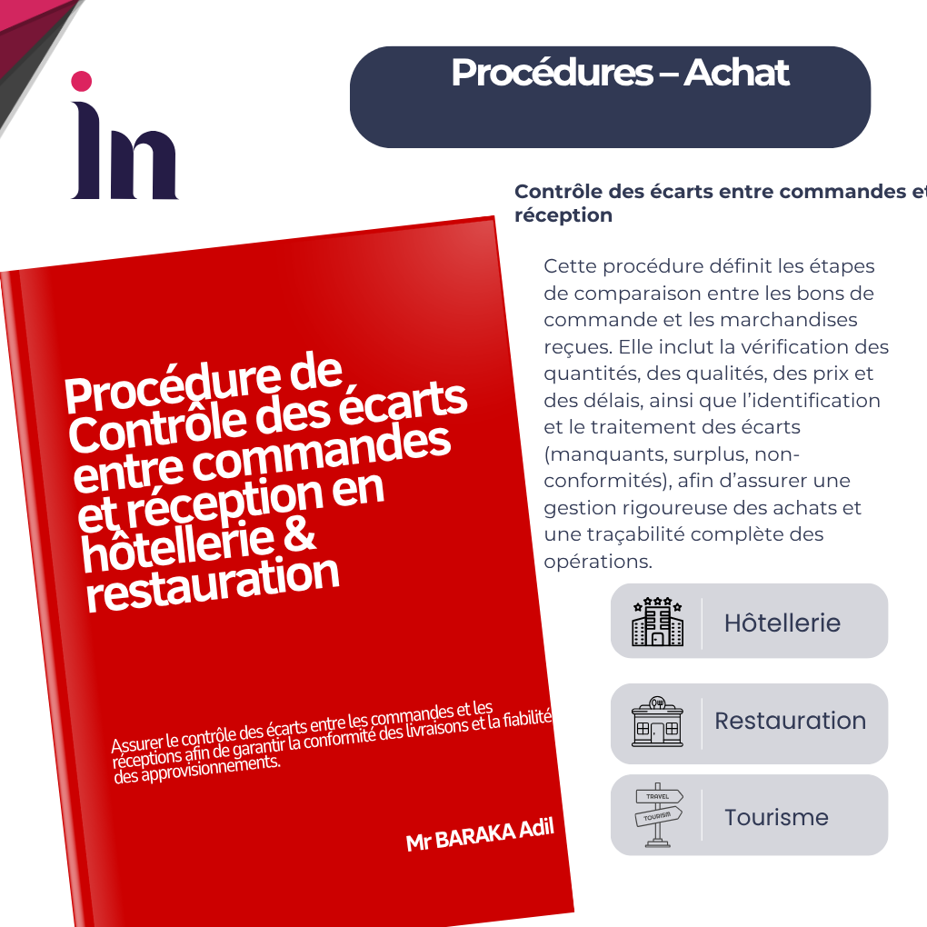Procédure de contrôle des écarts entre commandes et réception en hôtellerie & restauration