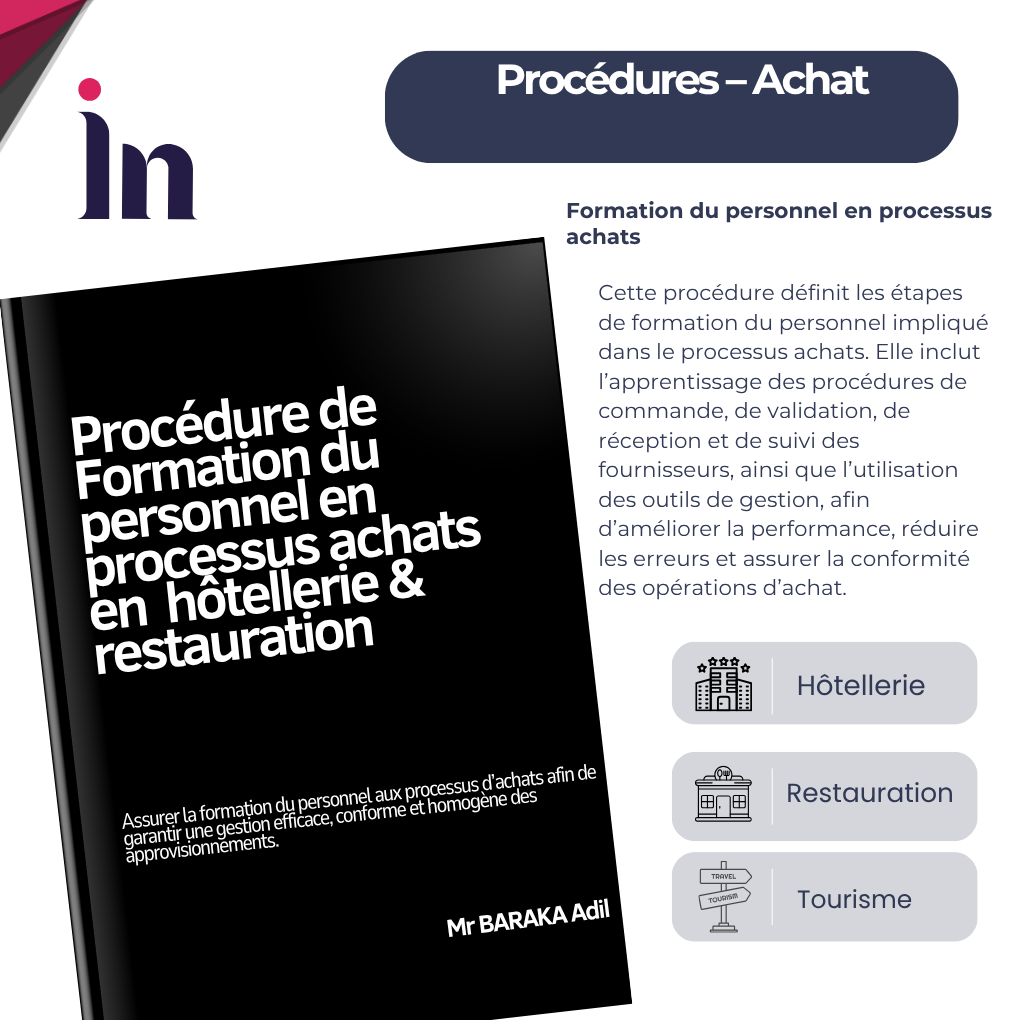 Procédure de formation du personnel en processus achats en hôtellerie & restauration