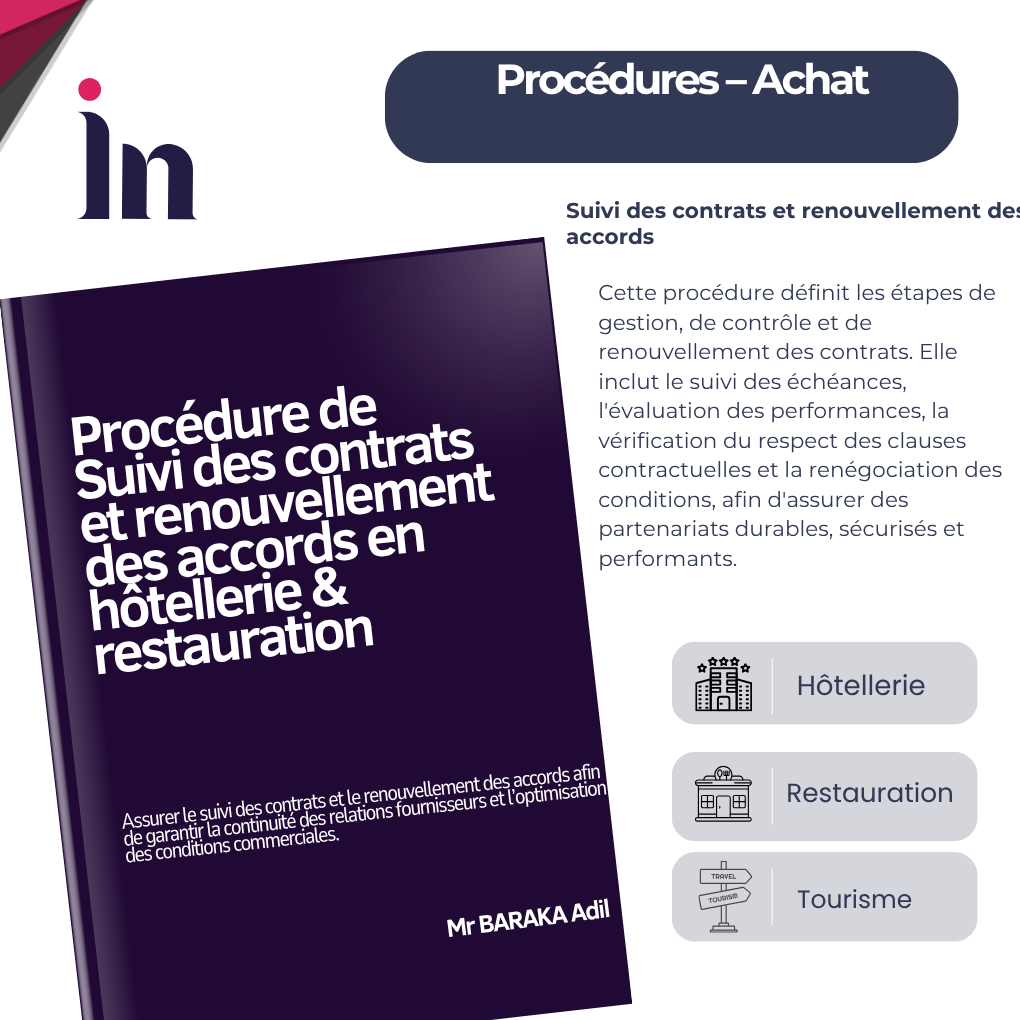 Procédure de suivi des contrats et renouvellement des accords en hôtellerie & restauration