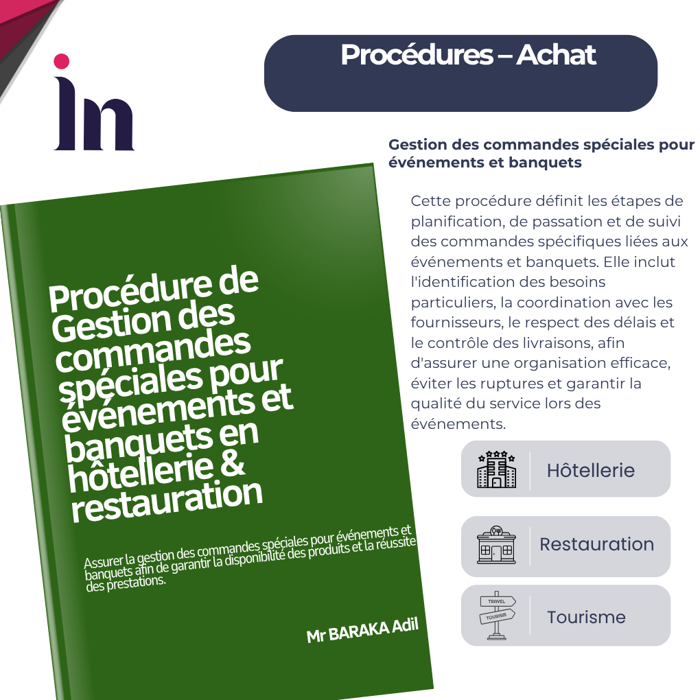 Procédure de gestion des commandes spéciales pour événements et banquets en hôtellerie & restauration