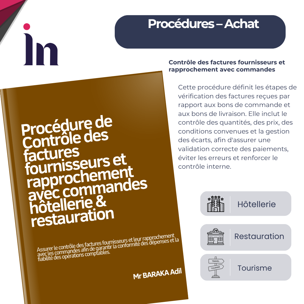Procédure de contrôle des factures fournisseurs et rapprochement avec commandes en hôtellerie & restauration