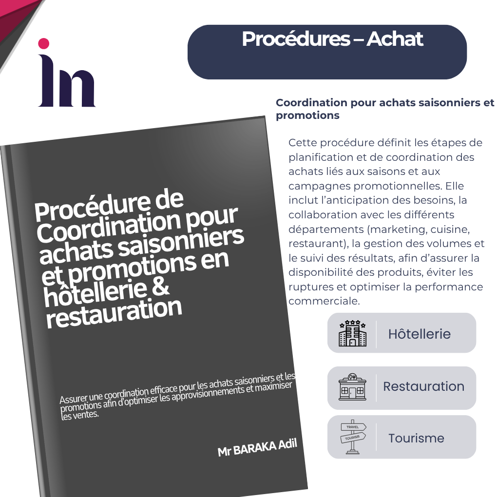 Procédure de coordination pour achats saisonniers et promotions en hôtellerie & restauration