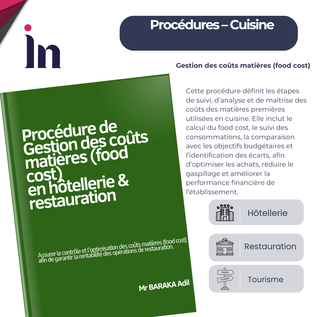 Procédure de gestion des coûts matières (Food Cost) en hôtellerie & restauration