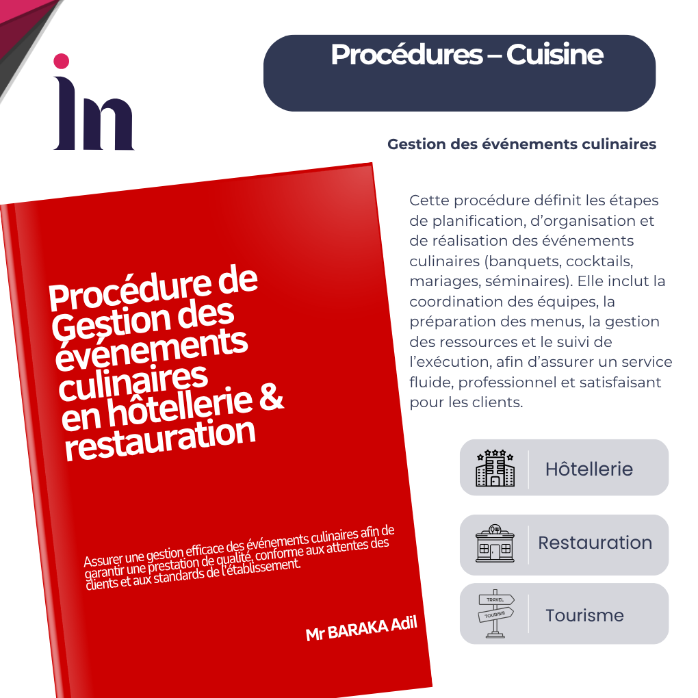 Procédure de Gestion des événements culinaires en hôtellerie & restauration
