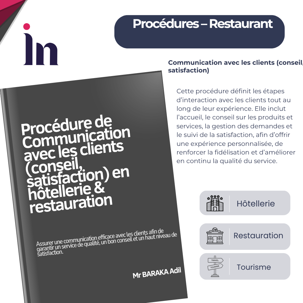 Procédure de communication avec les clients (conseil, satisfaction) en hôtellerie & restauration