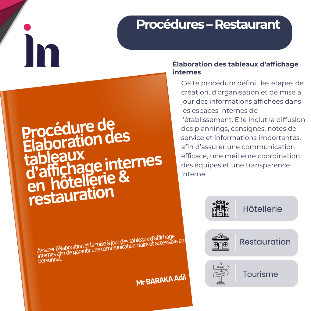 Procédure d’élaboration des tableaux d’affichage internes en hôtellerie & restauration