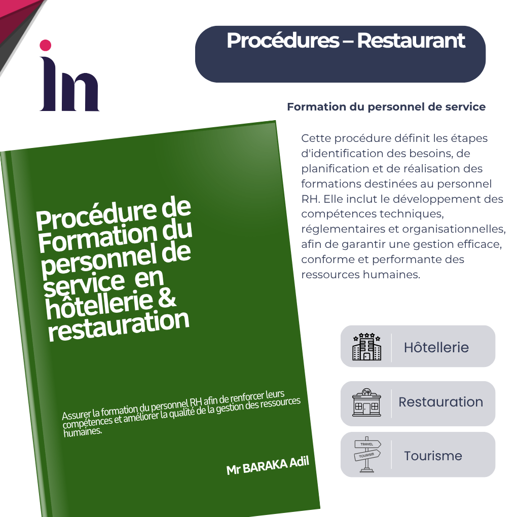 Procédure de formation du personnel de service en hôtellerie & restauration