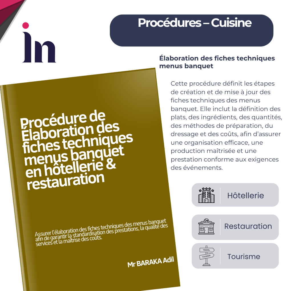 Procédure d'élaboration des fiches techniques menus banquet en hôtellerie & restauration