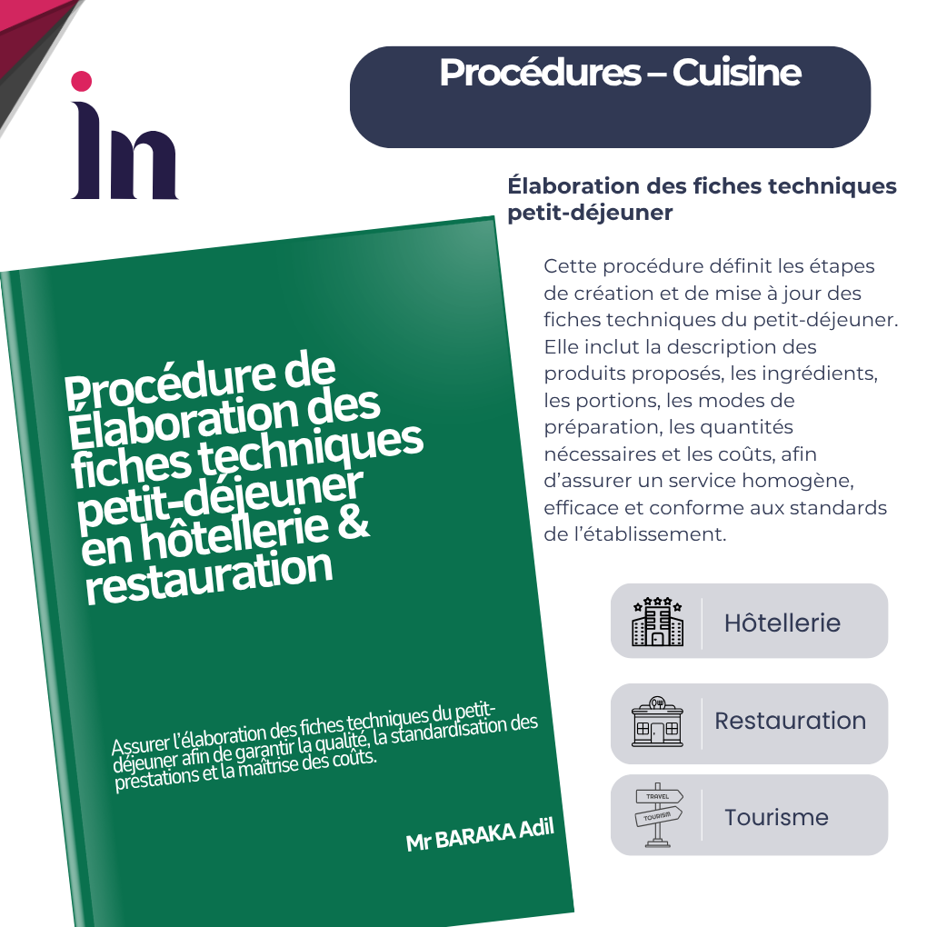 Procédure d'élaboration des fiches techniques petit-déjeuner en hôtellerie & restauration