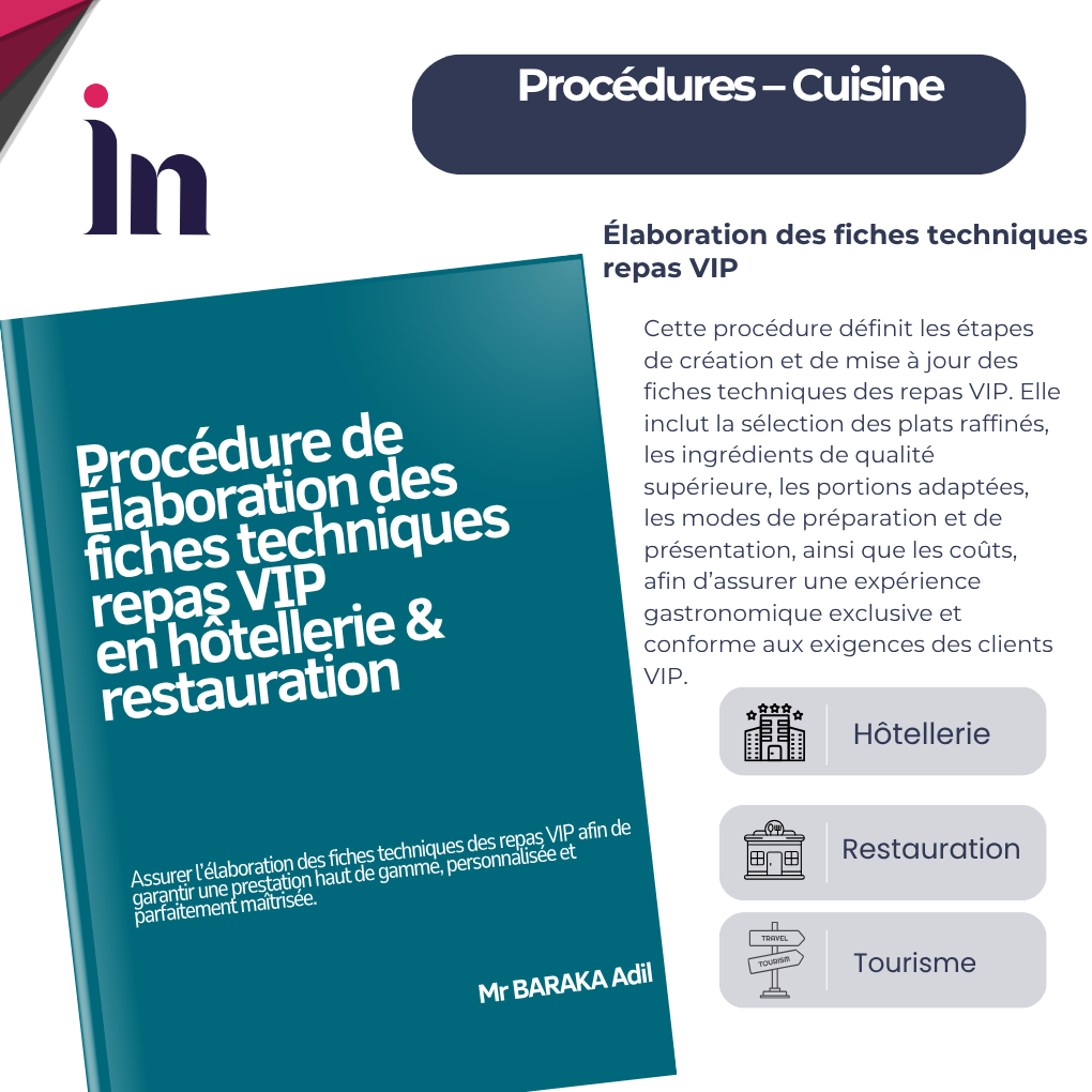 Procédure d'élaboration des fiches techniques repas VIP en hôtellerie & restauration