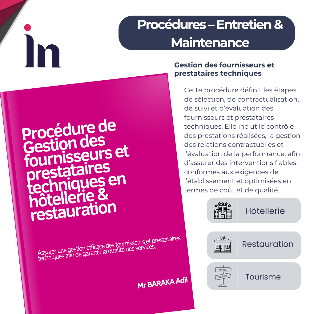 Procédure de gestion des fournisseurs et prestataires techniques en hôtellerie & restauration