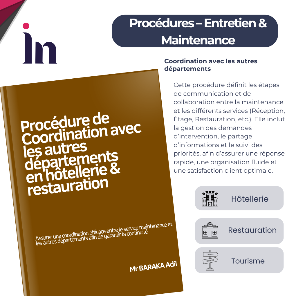 Procédure de coordination avec les autres départements en hôtellerie & restauration