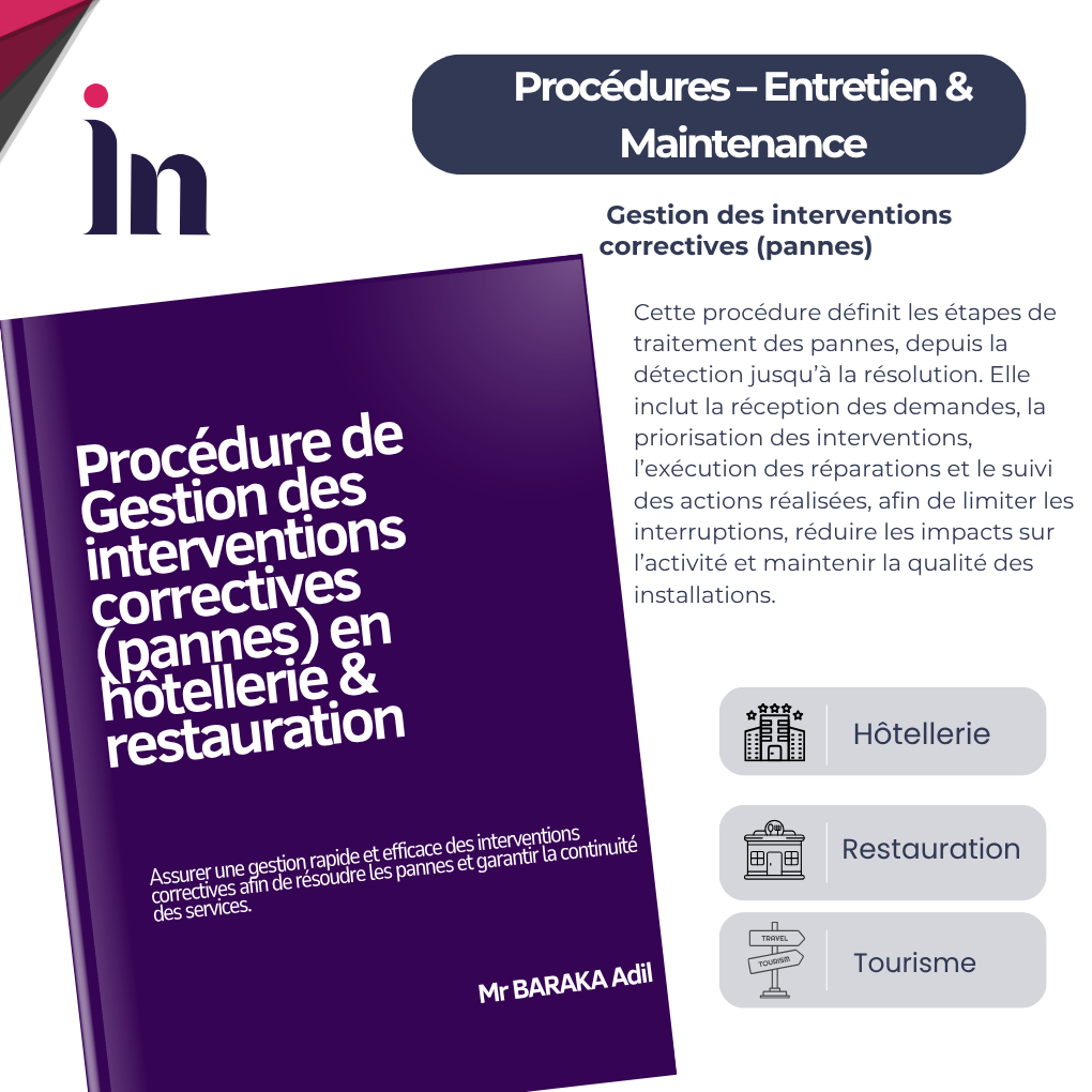 Procédure de  Gestion des interventions correctives (pannes) en hôtellerie & restauration