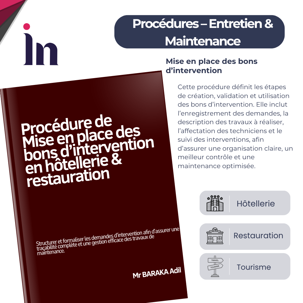 Procédure de mise en place des bons d’intervention en hôtellerie & restauration